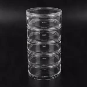 5단 파우더 투명 대형 크림 소분 화장품 샘플 스택 층층 보관통 연결 원형 약케이스