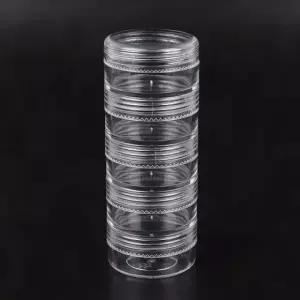 5단 화장품 소분 크림 보관통 층층 투명 샘플 원형 스택 휴대 소형 연결 수납케이스