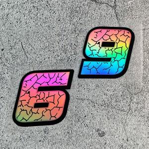 1개 아라비아 숫자 크랙 레이저 오토바이 스티커 방수 모터바이크 프론트 페어링 연료 탱크 레이싱 헬멧 비