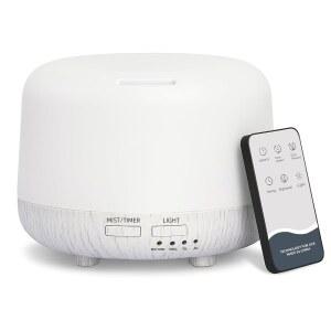 스플릿스키 300ML 에센셜 오일 디퓨저, 리모컨이 있는 쿨 미스트 에어 아로마테라피 8시간 조용한 홈 7가지 LED 조명 색상, 타이머, 작은 방 침실용.