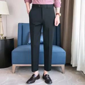 남자바지 봄여름 슬림 정장바지 빅사이즈 드레이프 솔리드 팬츠 사계절 심쿵신상