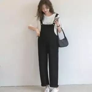 여성 멜빵 바지 루즈핏 캐주얼 와이드 임산부 점프 팬츠 임부복 의류 편한