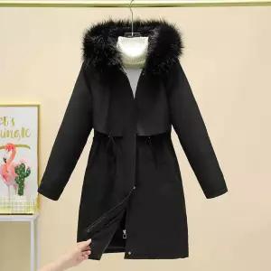 숏경량패딩 여자 겨울 점퍼 부드러운 안감 퍼 허리 스트링 캐주얼 패딩