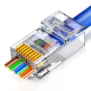 ZOERAX 50팩 RJ45 Cat6 솔리드 또는 스트랜드 UTP 케이블용 커넥터 모듈식 플러그 통과