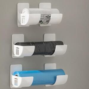 2 4PCS 플라스틱 벽 마운트 쓰레기 봉투 보관함 홀더 주방 선반  가방 필름 컨테이너 디스펜서