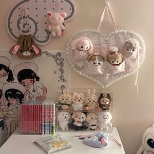 인스타일 하트 프린트 걸이형 가방 침실 기숙사 문 뒤 보관 도구 투명 물방울 무늬 디자인