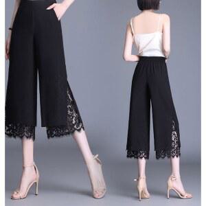 쉬폰 자동차스 7부바지 블랙 24SS 해변룩 스포츠 여성팬츠 수의노가을 감각적인 허리편한