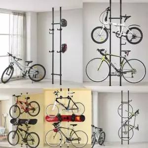 버원 38파이 폴 자전거거치대2단블랙-실내거치대 보관대