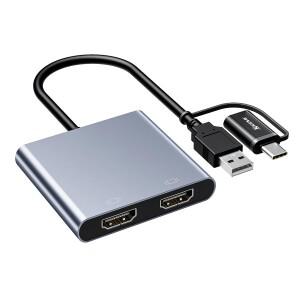 USB to Dual HDMI Adapter, C 2 Splitter Support Windows,M1M2 Mac OS,Only 11th-Generation Or Above Pro