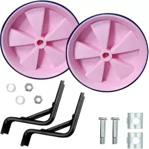 1쌍 자전거 보조 휠 트레이닝 더 강력한 버전의 헤비 듀티 리어 스태빌라이저 액세서리(핑크 14인치)