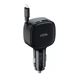 C타입 릴케이블 차량용 고속충전기 84W 스마트폰 2대 동시 충전 가능 태블릿 노트북 DC 12-24V