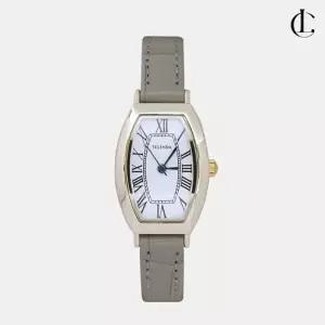 엘케이트 여성 포멀 미니멀 골드 프레임 레더 밴드 워치 타원형 아날로그 손목시계 LMY006