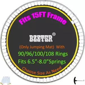 Bzzter 트램펄린 교체 매트 90/96/100/108 링으로 15피트 원형 프레임 장착 5.3-8.5인치 스프링 10줄