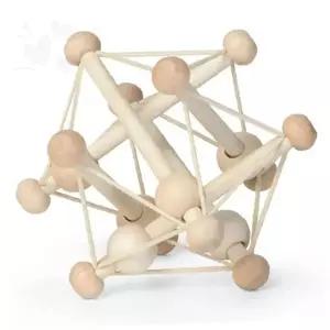 신생아 치아 성장 보조 원목 입체 구조 손잡이 공 형태 나무 감각 발달 놀이 도구