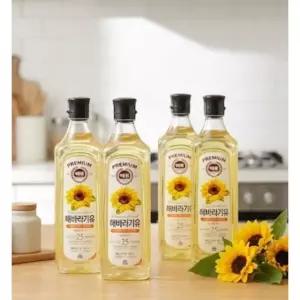 해표 퓨어 해바라기유 900ml 4개 세트 스페인산 원재료 100퍼센트