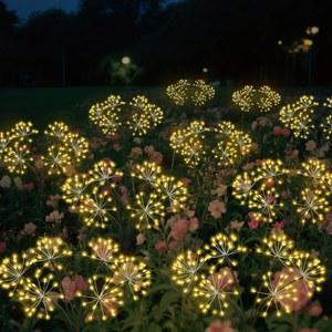 태양열 민들레 요정 불꽃놀이 스트링 조명 모드 및 8가지 정원, 크리스마스 캠핑, 장식을 위한 파티 - 잔디밭,