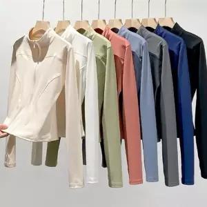 슬림핏 여성 요가 필라테스 긴팔 집업 자켓 상의