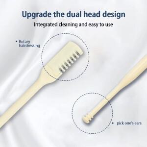 호환 1/3개 360  회전식 코털 트리머 수동 콧구멍 청소 브러시 안전 플라스틱 이중 헤드 2-in-1 눈썹 가위