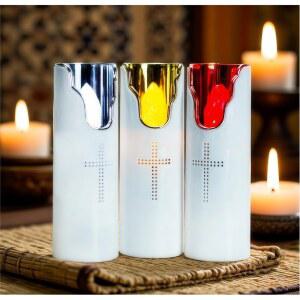 LED 촛불 빛 Flameless 기도 스윙 한 묘지에 양초 전원 스피커 교회 대 배터리 음악 건식 램프 전자