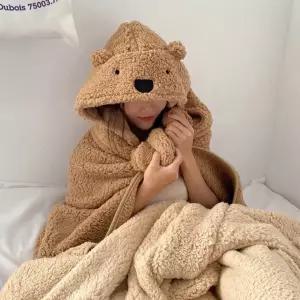 [당일출고]후드담요 곰돌이 망토 무릎담요 캐릭터 낮잠 겨울 캠핑 블랭킷