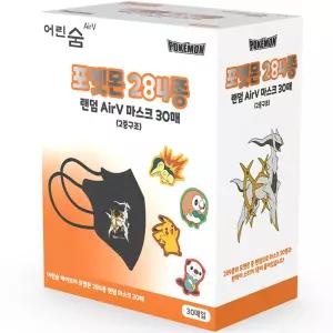 어린숨 에어브이 포켓몬 마스크 소형 30종 + 판박이 스티커 1p 세트