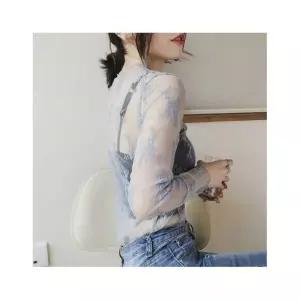 매장정품 더블유쇼핑 잔솔 메쉬 블라우스 시스루 티셔츠 망사티 레이어드 23066022 1842367