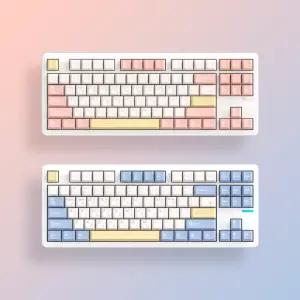 SPM PL87W 텐키리스 유무선 블루투스 사무용 기계식 키보드 베이비핑크, 저소음 목새축