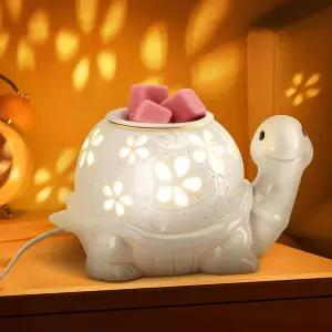 LESES 전기 왁스 멜트 워머 향이 나는 큐브를 위한 터틀 세라믹 버너 전구 2개가 달린 캔들 멜터 가정용