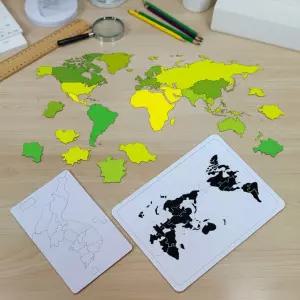 종이 지도퍼즐 꾸미기 창작용 맞추기 밑그림 무지 색칠 미술놀이 조각 (세계지도 3개)