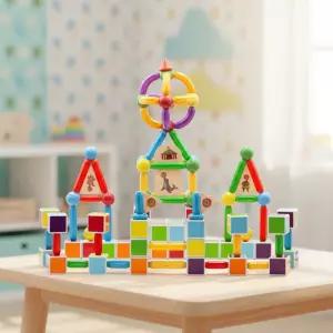 멀티 마그네틱 블럭 자석 블럭놀이 큐브 구슬 막대 블록 조립 소근육발달 장난감 162P