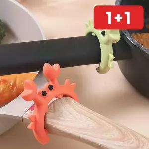 게모양 냄비손잡이 냄비클립 실리콘 집게형 국자받침 조리도구거치대  1+1