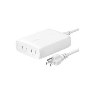 4포트 USB C 충전기 블록 200W - GaN 충전기 USB-C PD 3.1 고속 충전 + 5피트 전원 코드 - 맥북 17 삼성 갤럭시 S25 구글 픽셀 10 닌텐도 스위치 2 등 - 흰색