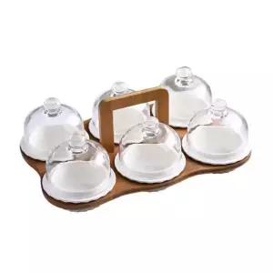 유리 뚜껑 디저트 나눔 접시 트레이 케이크 과일 북유럽 받침대