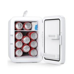 남극 스타 컴팩트 미니 냉장고 10L 휴대용 소형 냉장고 AC/DC 어댑터가 장착된 2.6갤런 미니 냉장고 음료 음식 메이크업 침실 사무실 기숙사 화이트용 소형 화장품 쿨러