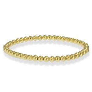 여성 아넬라 14k 골드 필 비즈 팔찌 | 4mm 골드 비즈 팔찌 | 스태커블 골드 스트레치 팔찌 방수 무타니시 다인티 골드 팔찌 미국산 핸드메이드