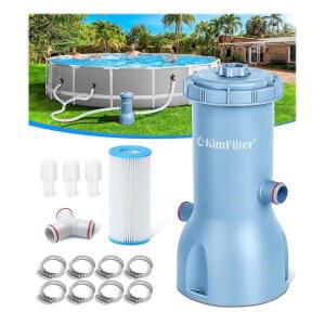 킴필터 프로 시리즈 1000 GPH 지상 풀 필터 펌프 강력한 풀 카트리지 필터 펌프 물 순환 여과 시스템 - 물 청정 투명성 지상 블루 이상의 풀 펌프