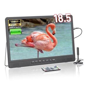 NORTHING 18.5인치 야외 실내용 휴대용 TV 캠핑용 풀 HD 휴대용 TV 6500mAH 내장 전원 작동 TV 안테나 /HDMI /USB /AV 입력 포함 12V TV RV 키친 파티오 보트카용 소형 TV
