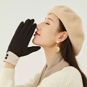 오픈핑거 여성장갑 겨울 방한용 쁘띠 스웨이드 소재 살구