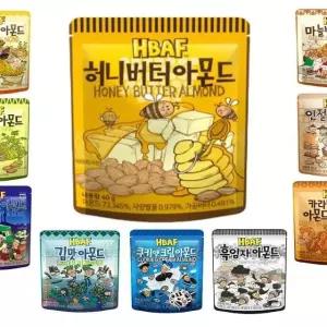 HBAF 바프아몬드 허니버터 와사비 청양마요 군옥수수 쿠키앤크림아몬드 40g x2SET(SH)