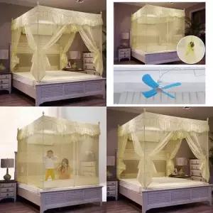 스틸프레임 사각 모기장 180x200cm 베이지 큰모기장 보관