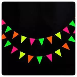 형광 파티 가랜드 삼각 배너 생일파티 장식