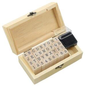 나무 보관함이 36개 고무 스크랩북이 제작용 필수 36개 DIY 편지 포함된 점토용 프리미엄 키트 스탬프 세트 있는 알파벳 카드