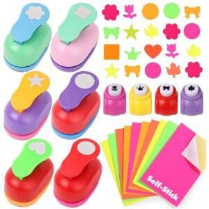 MAPVOLUT 20PCS 크래프트 스크랩북 대형 펀치 학교 하트 스티커 프로젝트 4개의 용지 카드 모양 미니 10개의 펀치 DIY 6개의 저널 세트