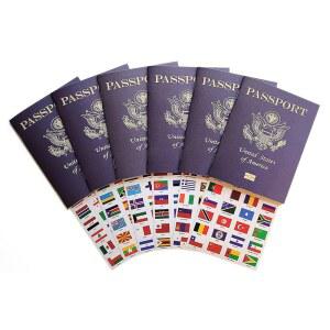 SJPRINTER 여권 스티커 노트북 스타일 월드 여행 플래그와 문구류 벌크 사회과 함께 12팩 교실 스크랩북 사용하기 U2014 지리