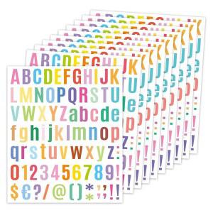 800장 10장 작은 1인치 키트 컬러 ABC 알파벳 제작 학교 봉투 접착 스티커 카드 데코용 번호 글자 PROJETCS