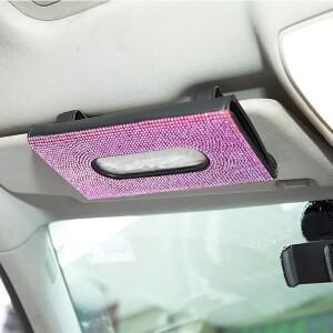 가죽 좌석 모조 다이아몬드 자동차 차량용 호환 티슈 거치대 범용 호환 다기능 보관 인테리어 호환 액세서