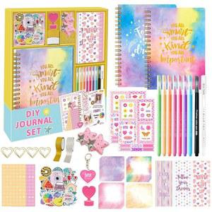 14세 소녀를 키트 저널링 트윈 위한 걸을 저널 다이어리 재미있는 공예 아트 생일 DIY 용품 크리스마스 세트 노트북 퓨어비 선물 창의적 스크랩북 스티커 귀여운 장난감 아이디어