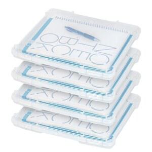 USA 보드 퍼즐 보관용 4팩 휴대용 크래프트 취미 11인치 타이트 뚜껑 클리어 플라스틱 게임 스냅 슬림 래치 미술 A4 용지 5인치 케이스 잡지 정리함 용품을 위한