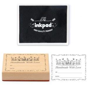 블랙 잉크 패드가 있는 EYxaxenk 패브릭 스탬프 - 사랑의 야생화 영구 커스텀 이름 스탬프 세탁 가능 재사용 가능 개인 패브릭 라벨 이름 태그 의류 퀼트 선물 사인 포장 장식 3x4 인치