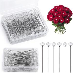 KRABALL 100pcs 다이아몬드 꽃다발 코사지 핀 꽃 크리스탈 라인 석 부케 웨딩 신부